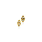 Diamond shaped stud earrings with pavé-set diamonds, 0.24 cttw, in 18k yellow gold. Earrings are 7/16" long x 1/4" wide (11 x 6mm).
