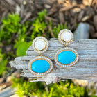 Aurora Earrings with White Moonstone, Turquoise, and Diamonds
