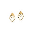 Arrow jacket stud earrings in 18k yellow gold with removable posts, high polished with stud backs. Earrings are 3/4" long x 9/16" wide (19 x 14mm).