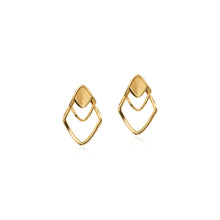 Arrow jacket stud earrings in 18k yellow gold with removable posts, high polished with stud backs. Earrings are 3/4" long x 9/16" wide (19 x 14mm).