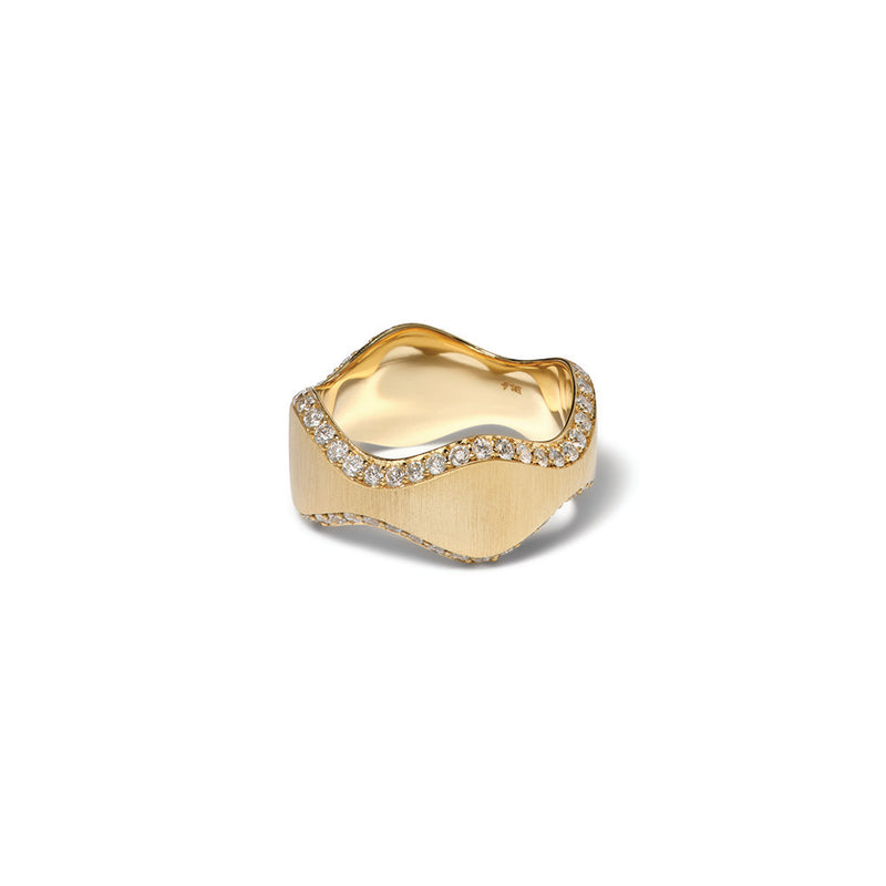 Double Curve Ring with Mirrored Diamonds