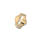 Double Curve Ring with Mirrored Diamonds