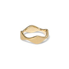 Double curve stacking ring in 18k yellow gold with a satin finish. Ring is 1/4" wide (6mm) and is a size 7.