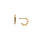 Eclipse huggie earrings in 18k yellow gold with vs diamonds, 0.29 cttw, earrings are on posts and are 5/8" diameter (16mm).