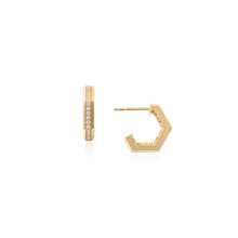 Eclipse huggie earrings in 18k yellow gold with vs diamonds, 0.29 cttw, earrings are on posts and are 5/8" diameter (16mm).