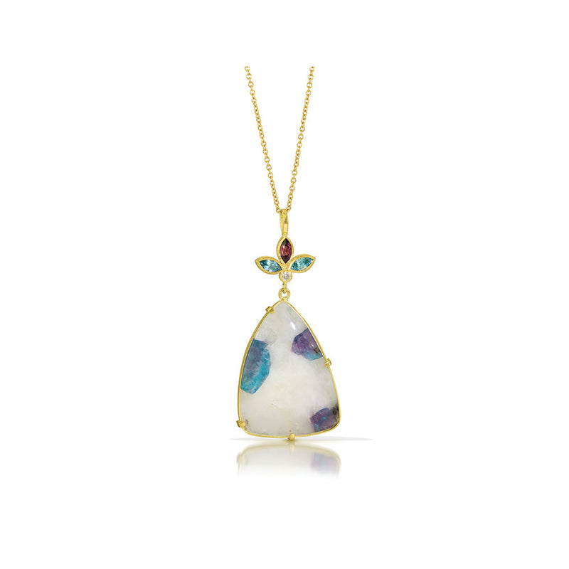 Paraiba Quartz Flower Necklace