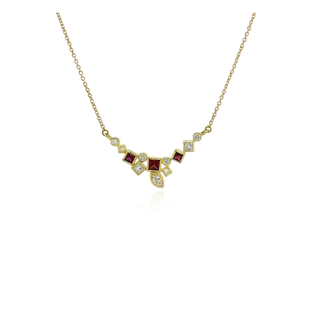 red garnet and diamond horizontal pendant