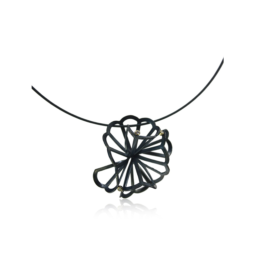 Double Cloud Necklace in Sterling Silver and Diamonds