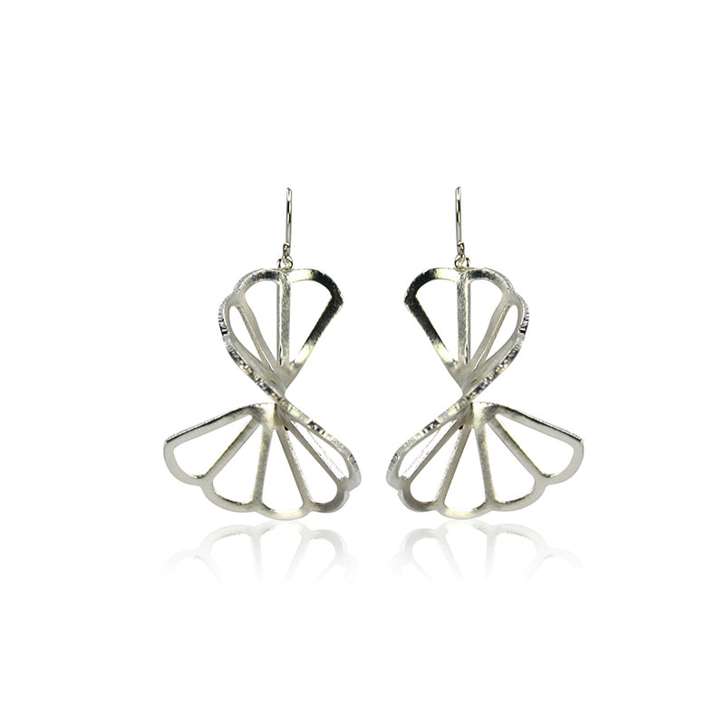 Large Cloud Fold Earrings in Bright Sterling Silver