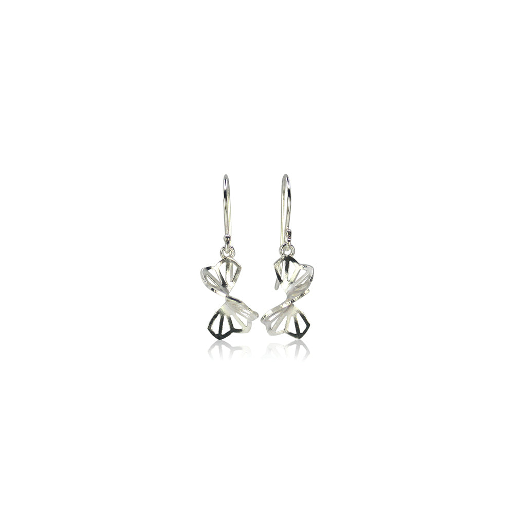 petite hyacinth fold earrings in bright silver