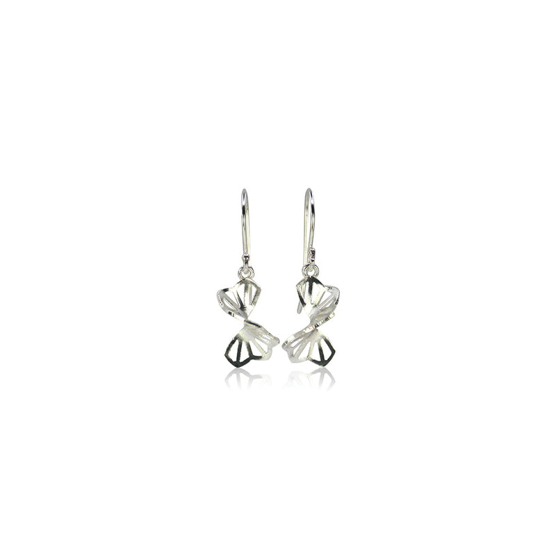 Petite Hyacinth Fold Earrings in Bright Sterling Silver