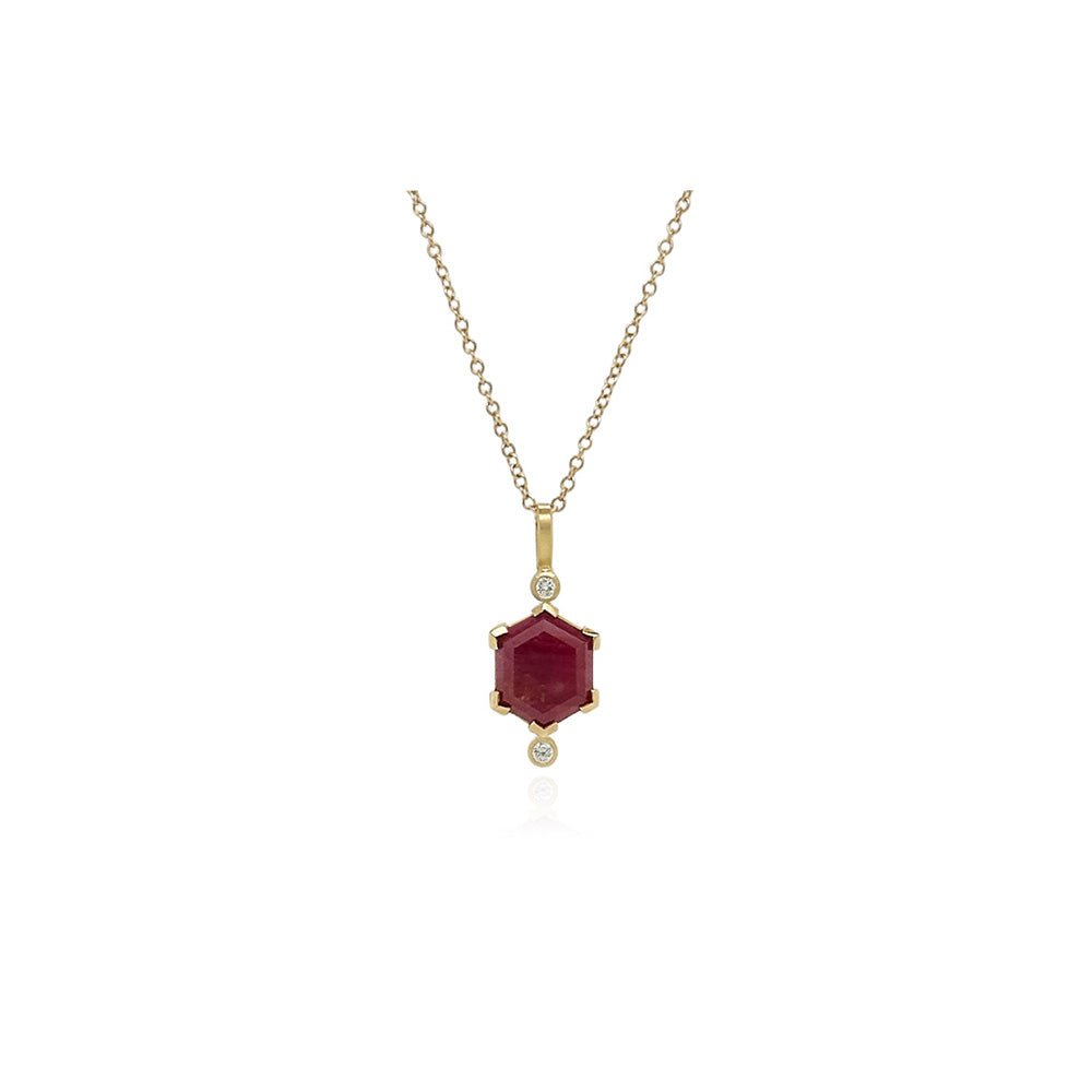 Hexagonal ruby pendant
