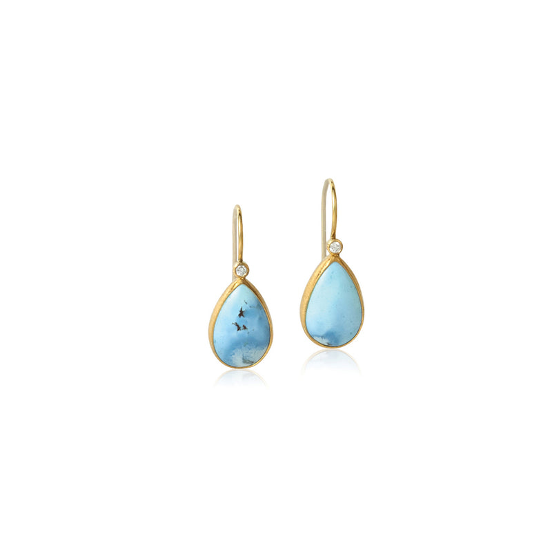 Lavender Turquoise and Diamond Drop Earrings