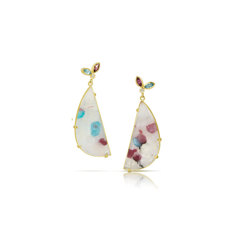 Paraiba Quartz Flower Earrings
