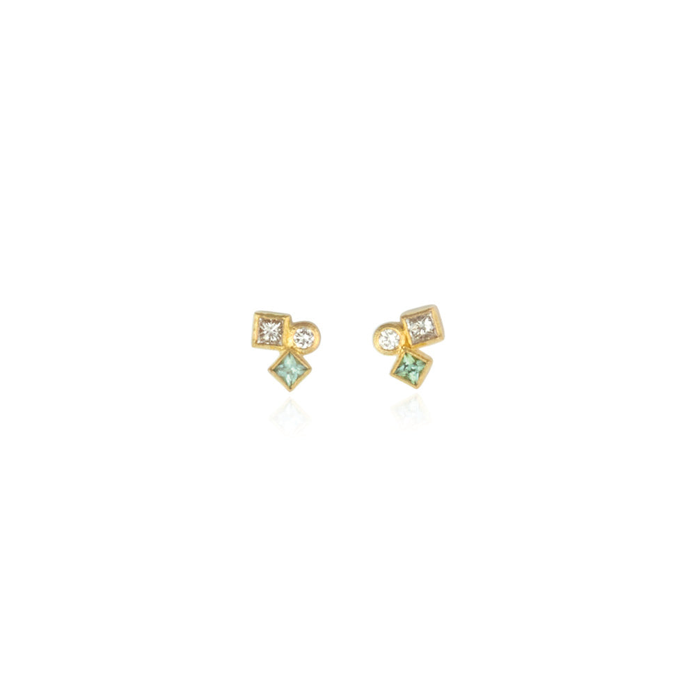 seafoam tourmaline and diamond confetti earrings