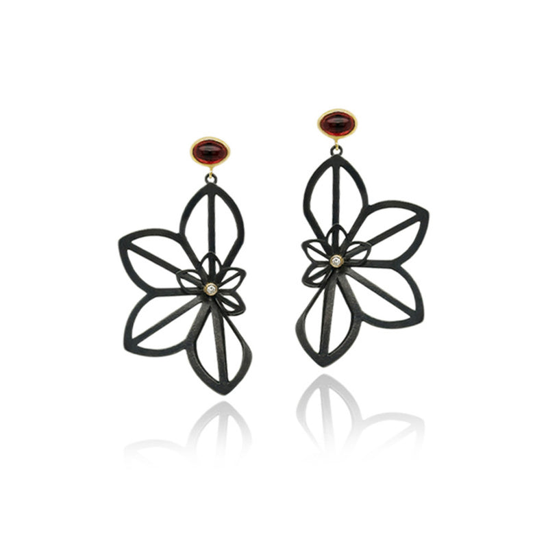 Rhodolite Garnet Cloud Form Earrings