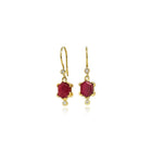 hexagonal ruby earrings with diamonds