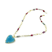 Natural Surface Aquamarine Heart Pendant