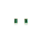 Emerald Cut Green Tourmaline Studs with Diamonds in Bezel