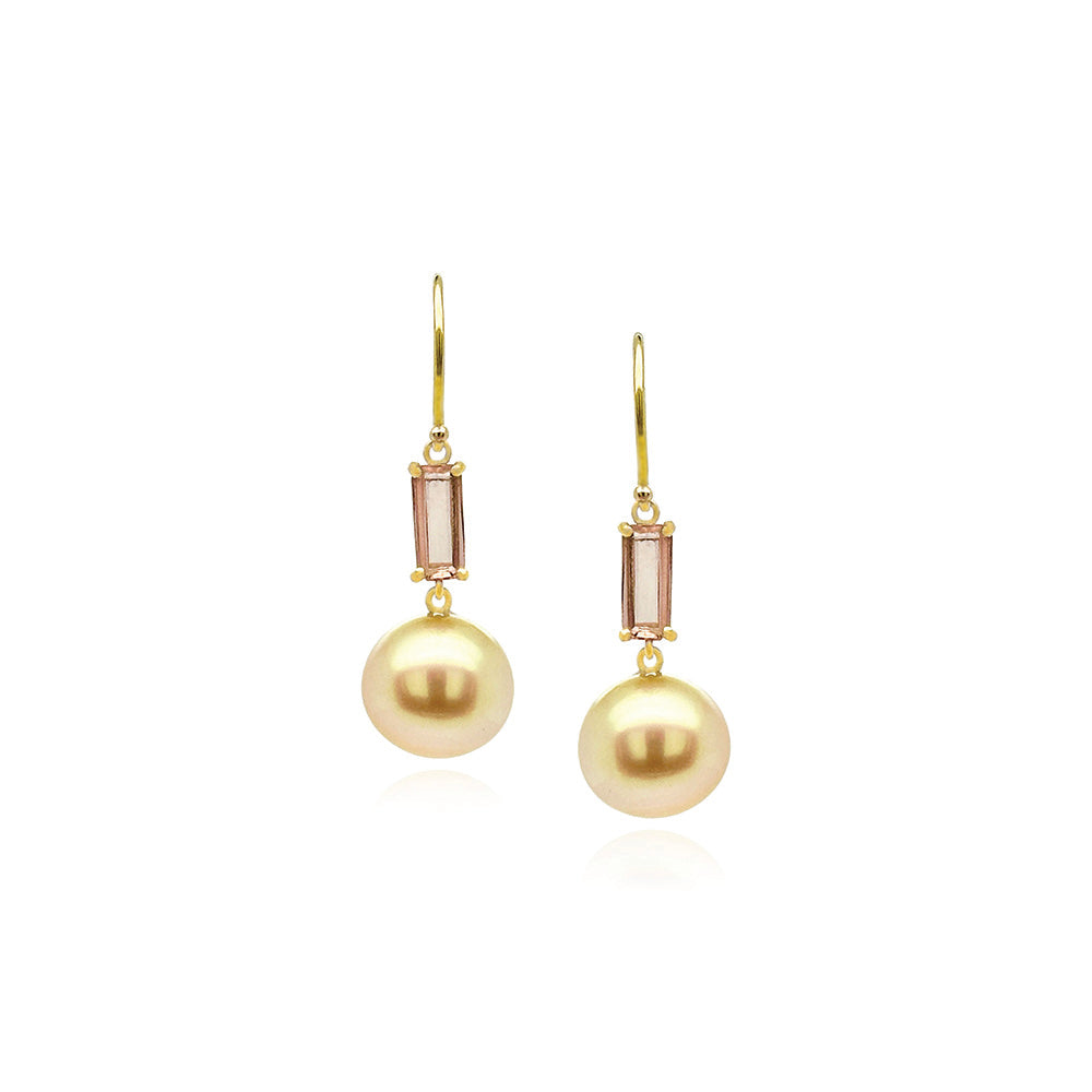 imperial topaz earrings with champagne colored pearls