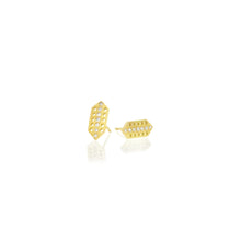 Elongated Hexagonal "Predule" Stud Earrings with Diamonds