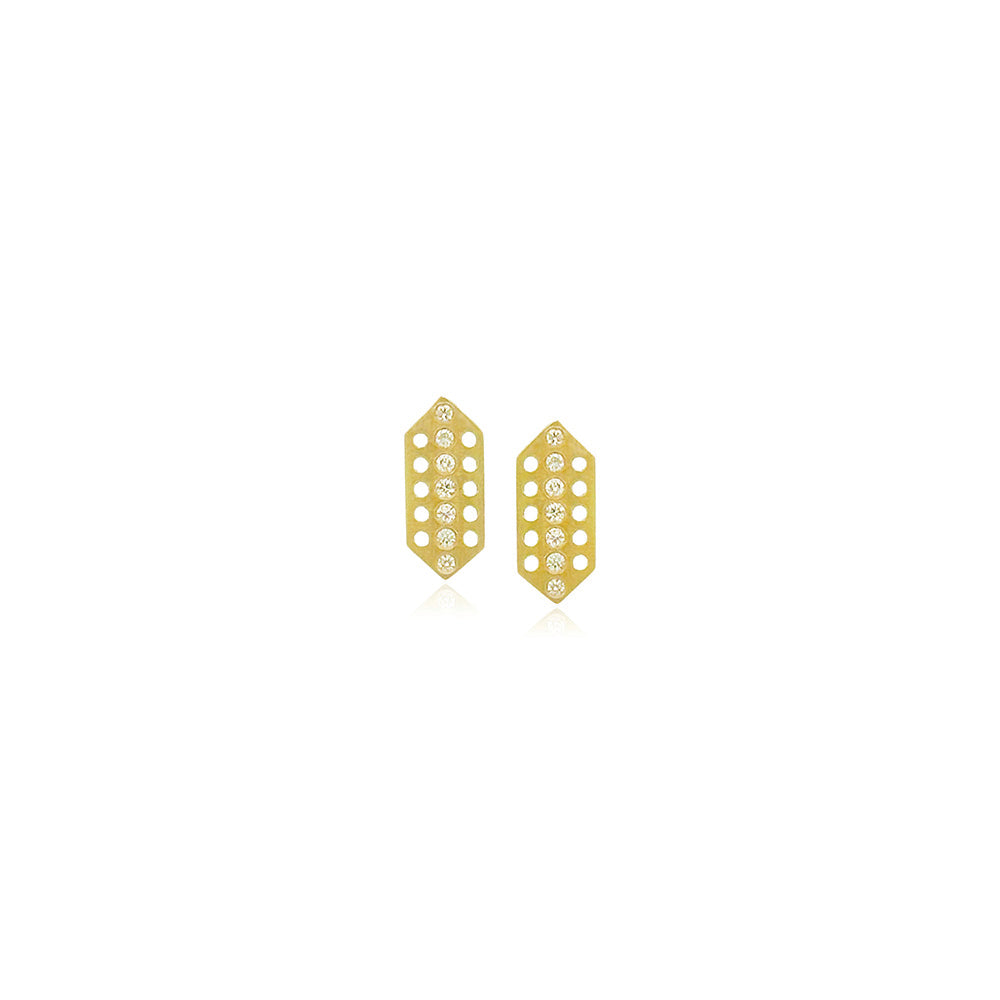 elongated hexagonal earrings with diamonds