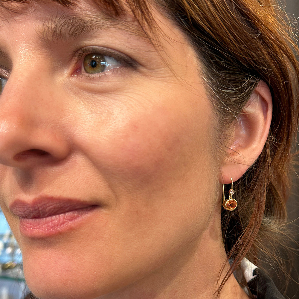 Spessartite Garnet and Diamond Earrings