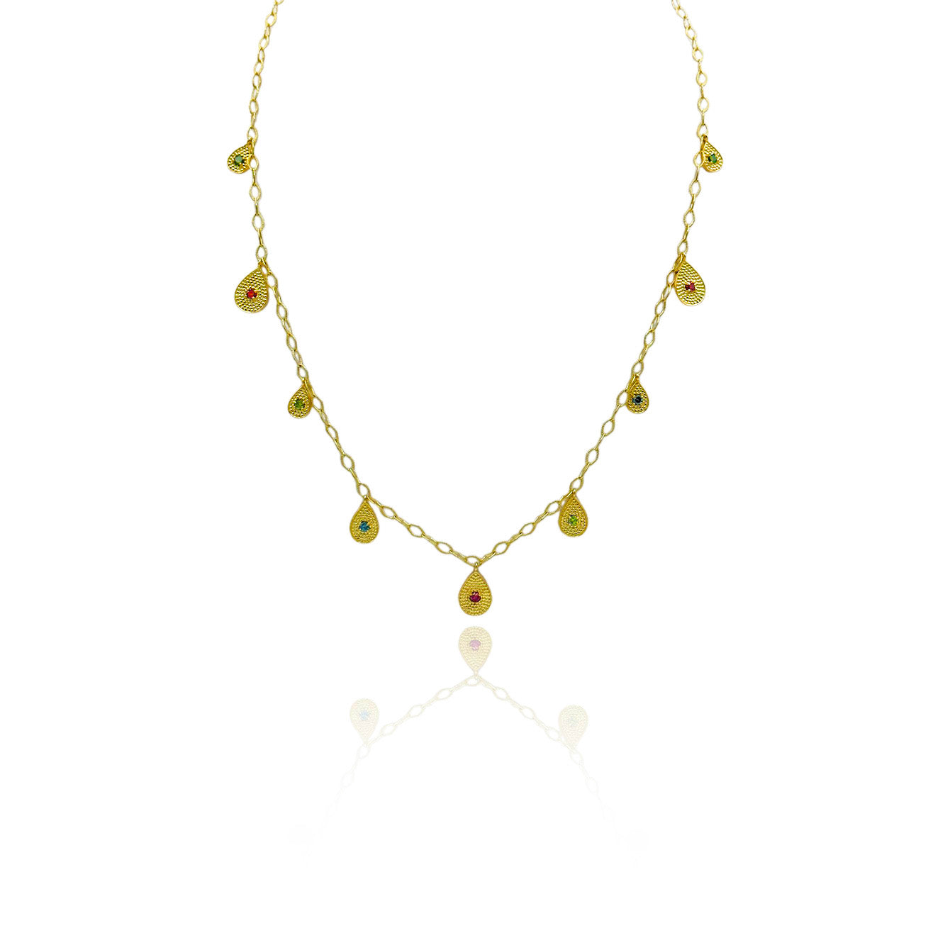 multi-color diamond tear drop laPlage necklace