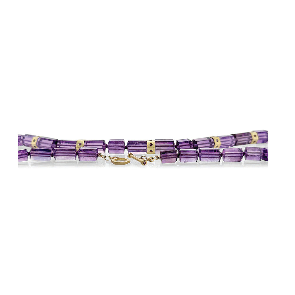 Hexagonal Amethyst Beaded Necklace