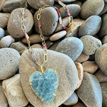 Natural Surface Aquamarine Heart Pendant