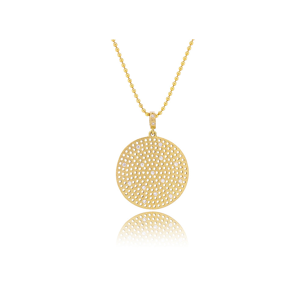 Prelude large disc pendant with diamonds