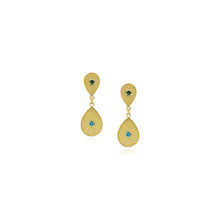 LaPlage doubel tear drop earrings with colored diamonds