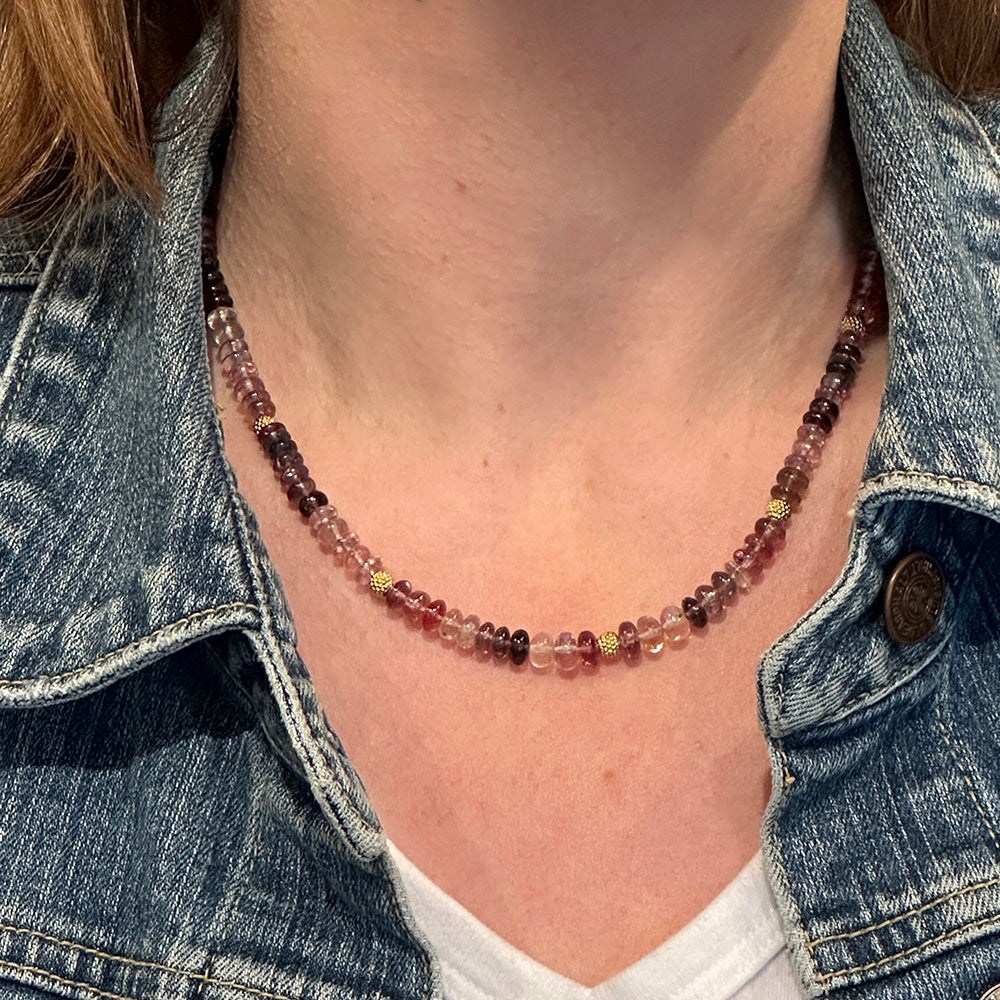 Smooth, Mixed-Color Spinel Beaded Necklace