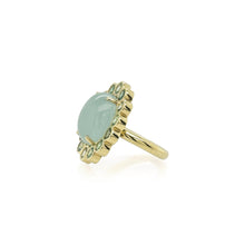 "Blossom Ring" with Aquamarine and Tourmaline Surround