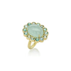 "Blossom Ring" with Aquamarine and Tourmaline Surround