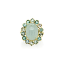"Blossom Ring" with Aquamarine and Tourmaline Surround