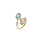 Morganite and Aquamarine "Diya" Ring