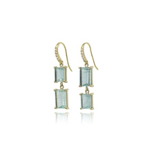 Hi-Lo "Joyce" Earrings with Mirror-Cut Aquamarines