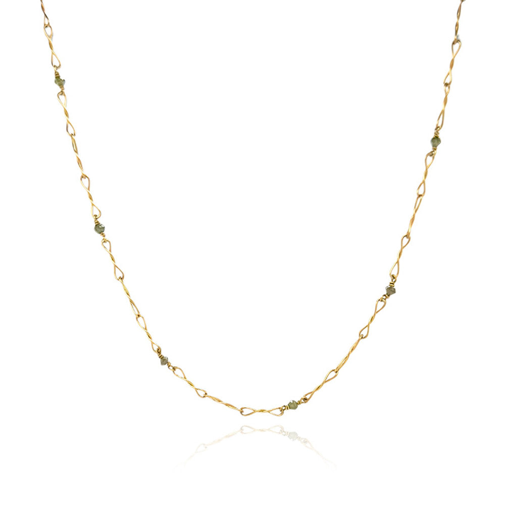 twist necklace with green diamonds