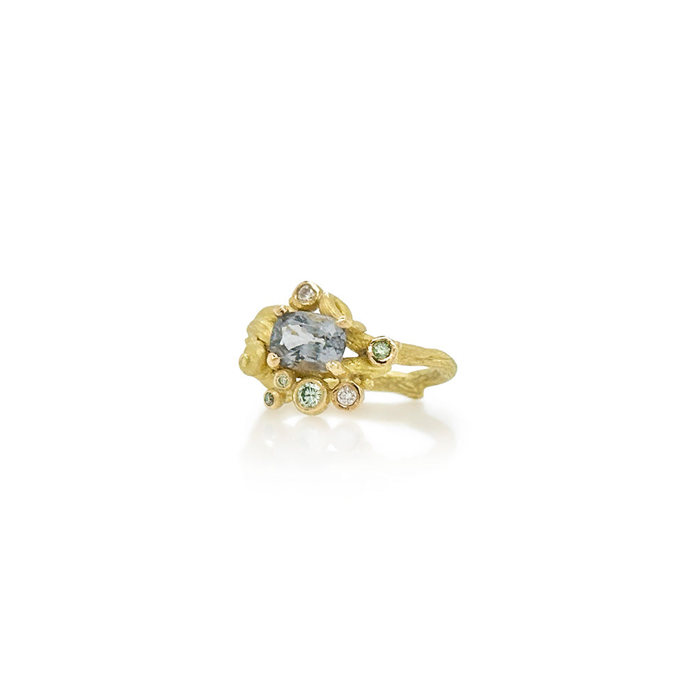 East/West Spinel and Diamond Ring