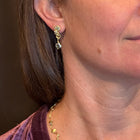 Octopus Earrings with Light Green Sapphires and Keshi Pearls