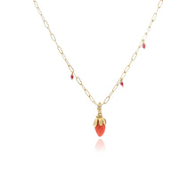 Tiny Carved Coral Strawberry Pendant