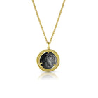 18k yellow gold pendant with an ancient Roman coin on a oxidized sterling silver chain. **Gold chain can be purchased separately.**