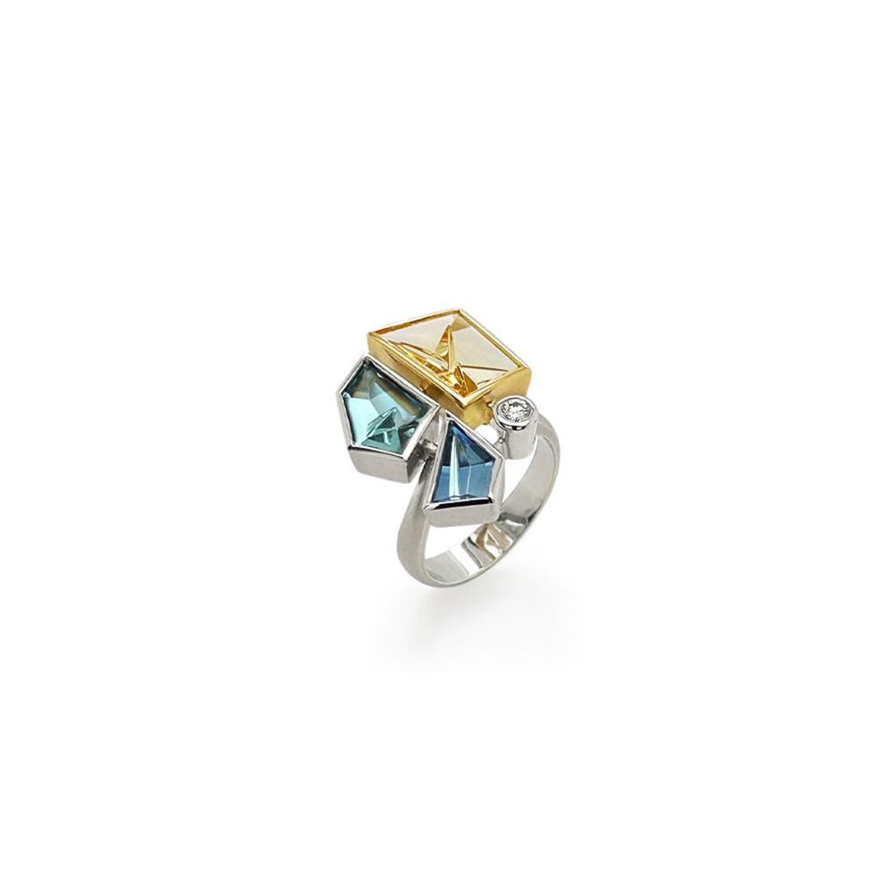 mixed beryl ring with diamond