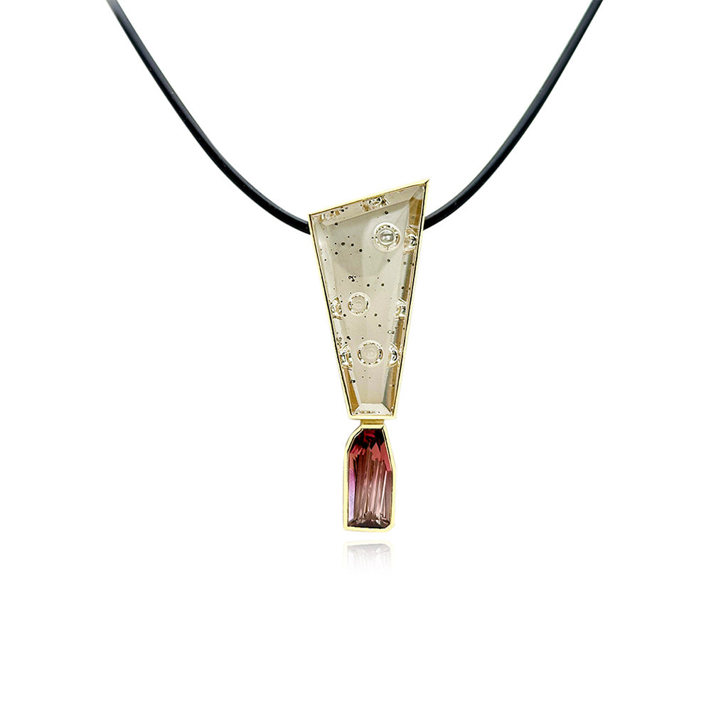 quartz with pyrite with tourmaline pendant