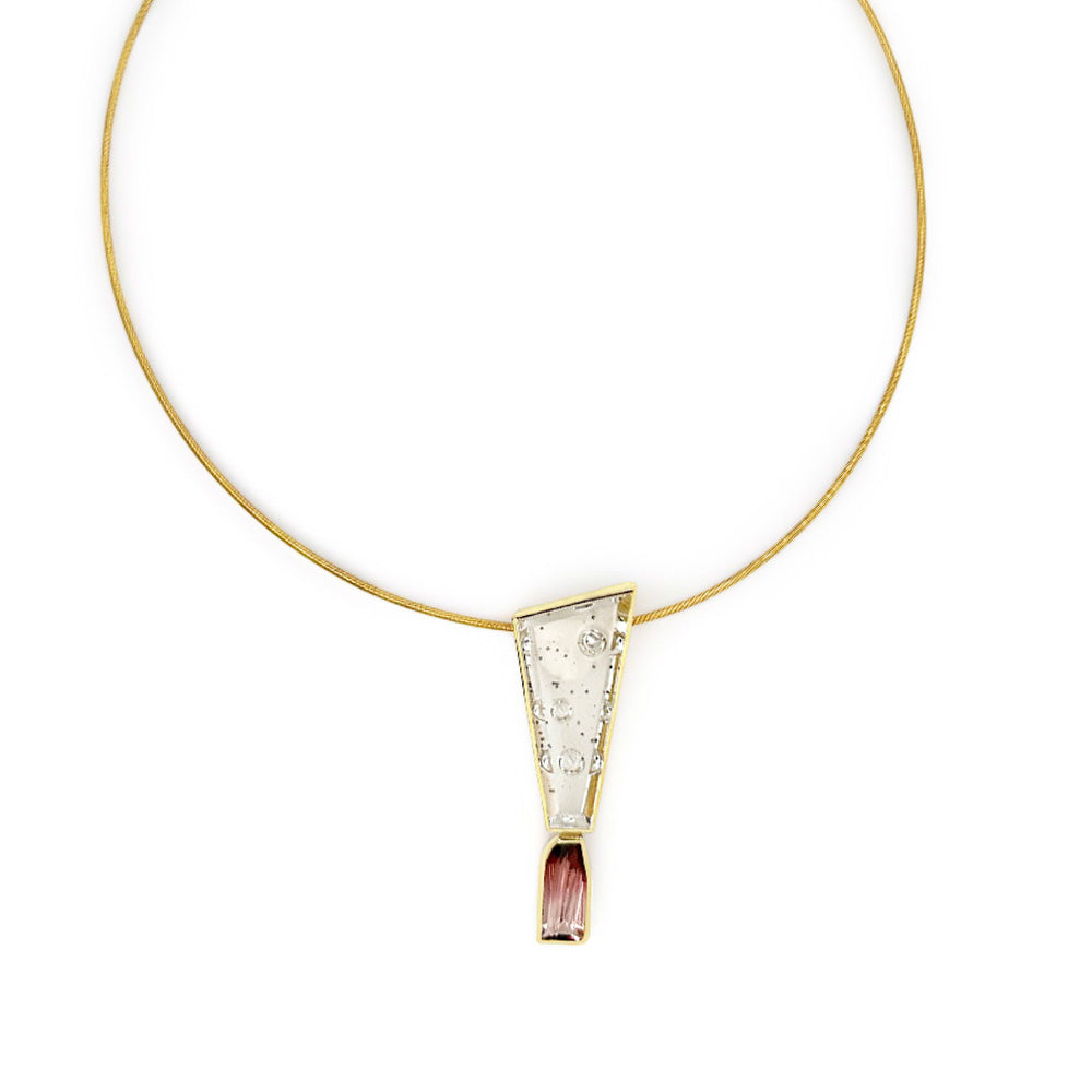 quartz with pyrite, tourmaline pendant