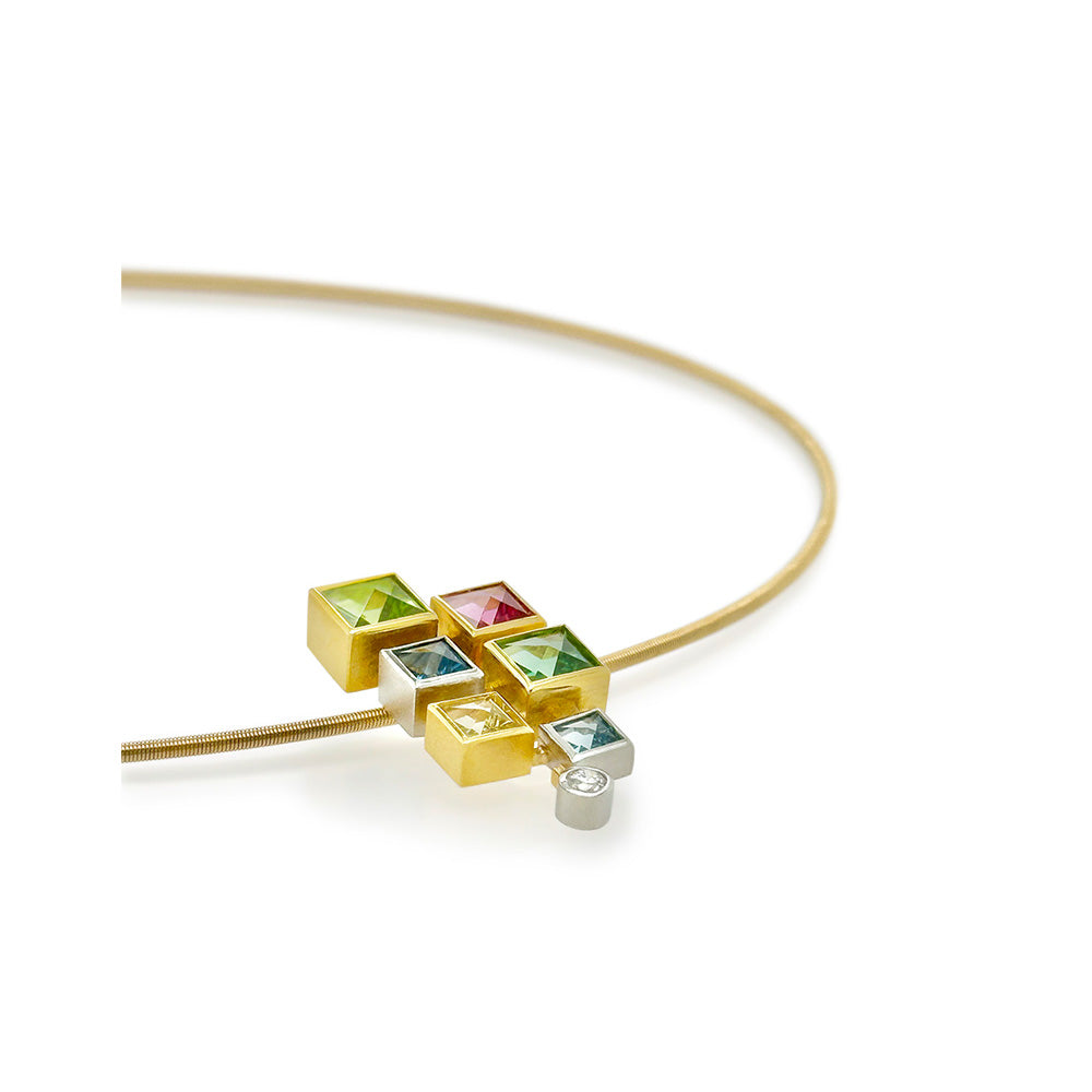 Munsteiner "Context Cut" Square Multi-Color Gemstone Necklace