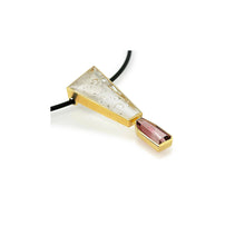 Munsteiner Quartz with Pyrite and Pink Tourmaline Necklace