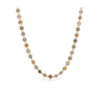 Woven necklace of natural multi-colored diamonds, approximately 24 cttw. Beads are 4mm and chain is adjustable (16"-18") with a lobster clasp.