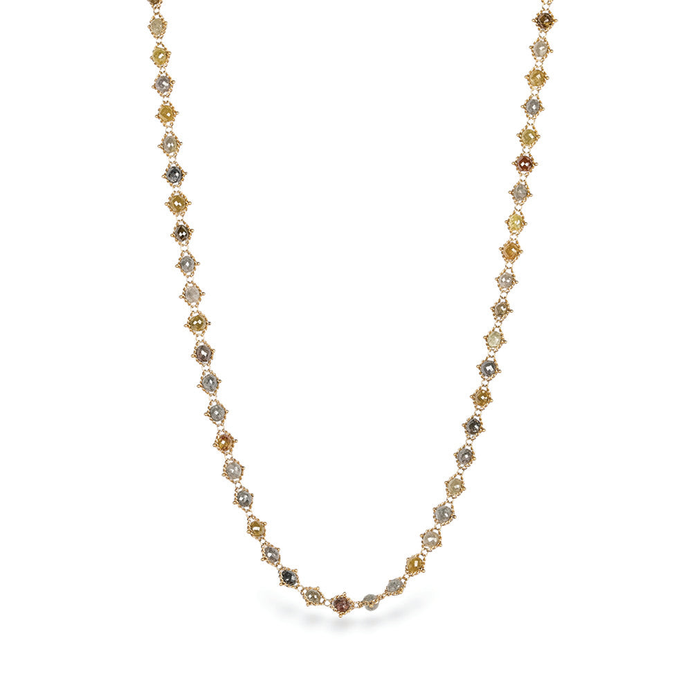 Woven Natural Multicolored Diamond Necklace